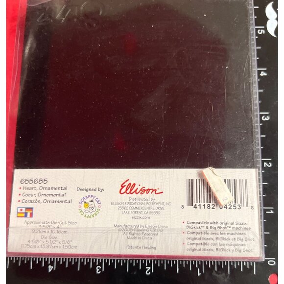 Sizzix Originals Die Heart Ornamental Valentines 655685 Scrappy Cat - Picture 2 of 4